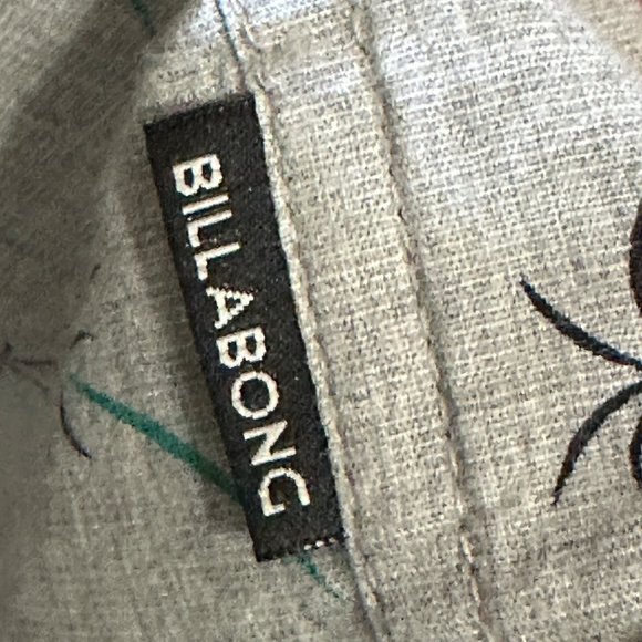 Billabong men’s size L gray palm tree print button front short sleeve shirt - Picture 3 of 11